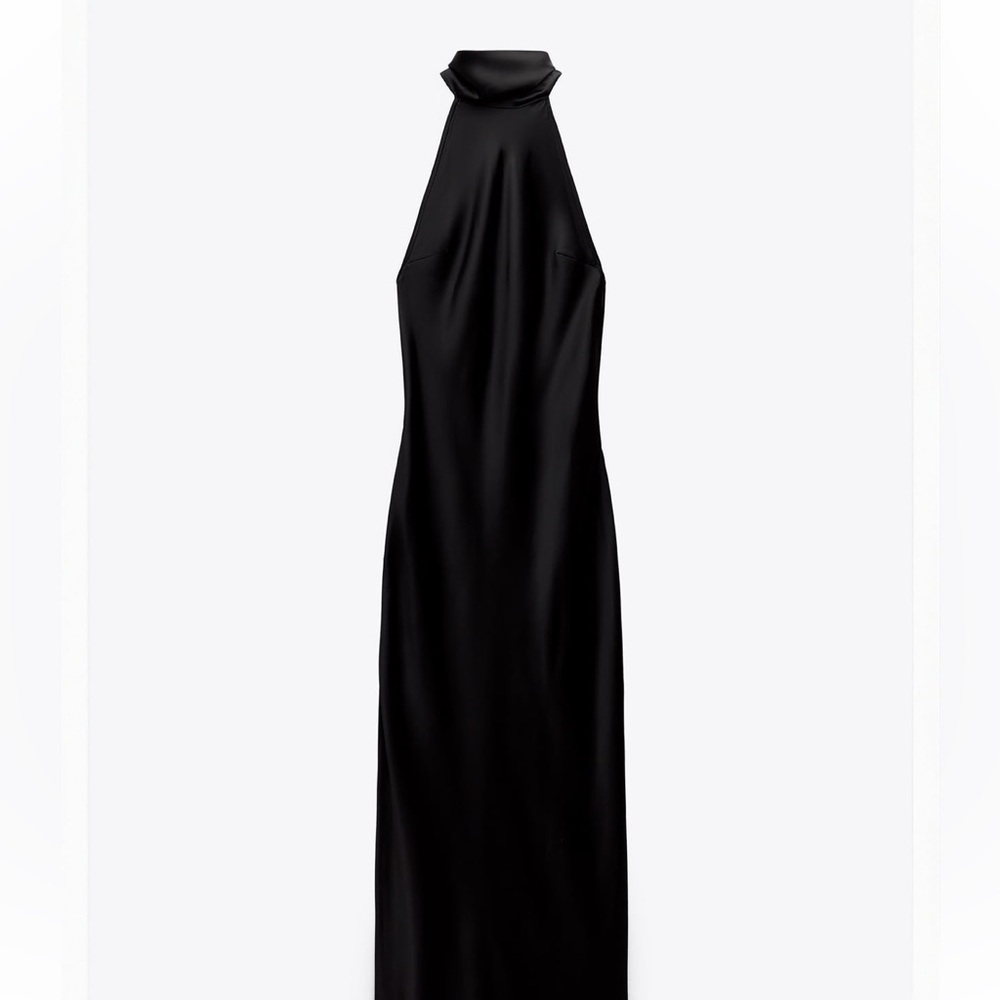Zara Satin Effect Halter Dress